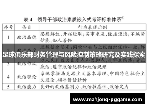 足球俱乐部财务管理与风险控制策略研究及实践探索