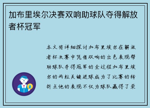 加布里埃尔决赛双响助球队夺得解放者杯冠军 加布里埃尔决赛双响助球队夺得解放者杯冠军